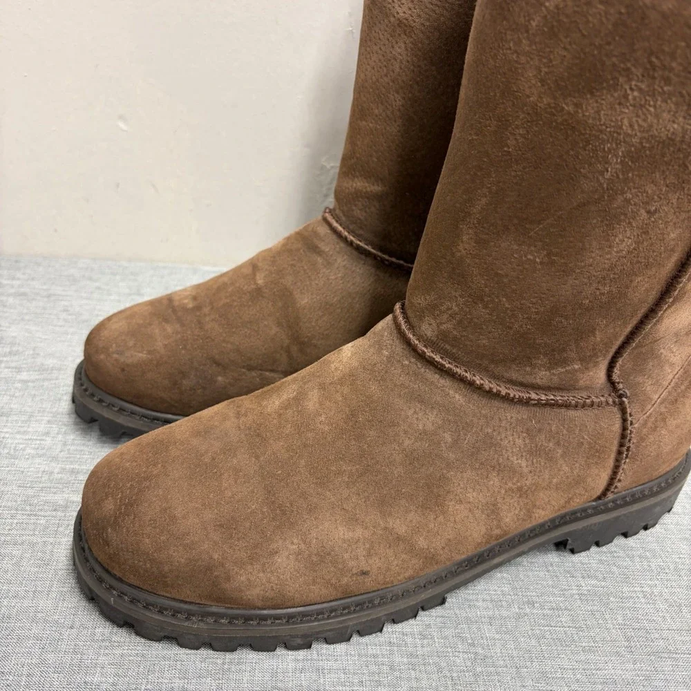 Lamo Boots Mens Size 12 Brown Suede Faux Fur Lined Rugged Lug Sole LF00000002